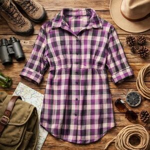 Lane Bryant Purple Plaid Tunic Top (Size 26/28)